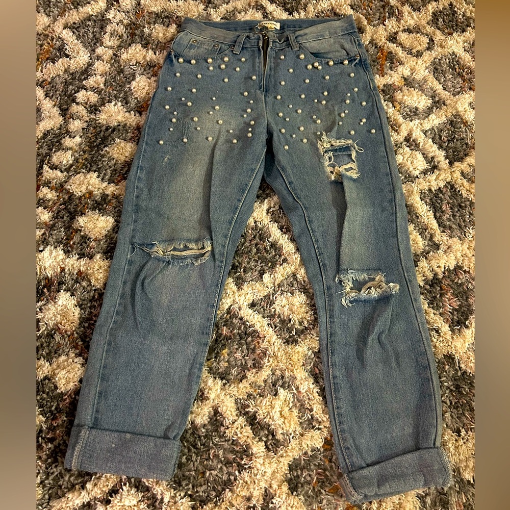 Embellished Boyfriend Jeans